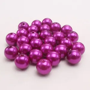 Perles d'imitation en plastique ABS, 6-30mm perles rose fonce en vrac pour fabrication bijoux.