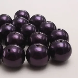 Perles imitation ABS violet fonce avec trou droit pour fabrication bijoux DIY detail
