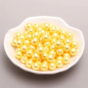 Amarillo Oscuro ABS Plástico Perla Artificial Cuentas Cuentas Redondas Sueltas DIY Accesorios de Manualidades Suministros de Joyería