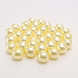 Cream beige ABS imitation pearl loose beads for DIY jewelry making and handmade crafts design.
