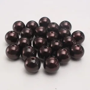 Cuentas de perlas de imitacion ABS marron oscuro, cuentas redondas sueltas para bricolaje detalle.