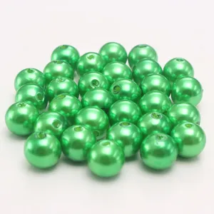 Dark green ABS imitation pearl beads, round loose DIY craft beads for jewelry making.