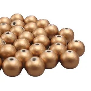 ABS plastic imitation pearl beads, matte gold loose spacer beads for jewelry making craft.