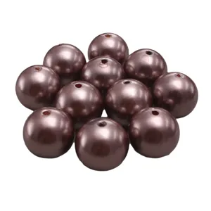 Perles d'imitation ABS marron doré, perles rondes en vrac avec trou pour bijoux DIY.