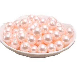 Perles d'imitation en plastique ABS rose clair trou droit perles en vrac bricolage bijoux 100pc