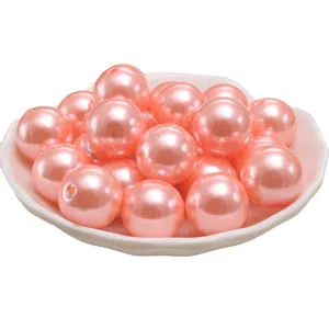 Rosa ABS Kunststoff Perlen Imitation Lose Perlen fur DIY Schmuckherstellung rund glatt.