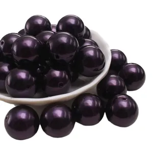 Perles en plastique ABS violet fonce imitation perles en vrac pour la creation de bijoux DIY.