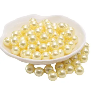 Creamy beige ABS plastic imitation pearl beads straight hole DIY loose beads 6-30mm crafting