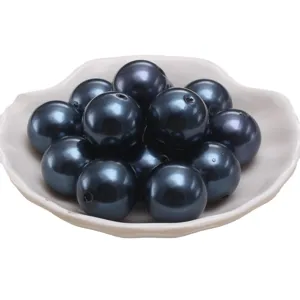 Dark blue ABS imitation pearl loose beads for DIY jewelry making and craft projects 6-30mm