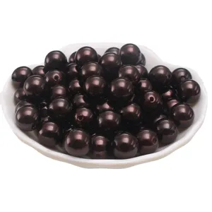 Cuentas de perlas de imitación ABS marrón oscuro 6-30mm cuentas redondas sueltas para joyería