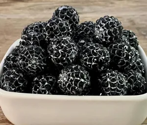 Cuentas de resina negra de 20mm con estampado de telaraña blanca para hacer joyas DIY detalles