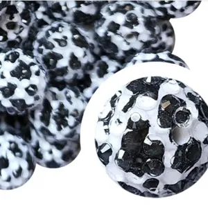 Black And White Cow Print Resin Rhinestone Beads DIY Chunky Beads Loose Beads For Jewelry Making Craft Accessories
