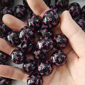 DIY Acrílico Lazo Estampado Negro Redondo Cuentas Sueltas Para Fabricación de Joyas Hechas A Mano Y Accesorios de Artesanía Diseño
