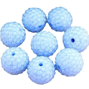Light blue resin rhinestone chunky beads acrylic spacer beads for jewelry making DIY crafts