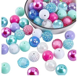 Perles acryliques colorées de 20 mm, styles et couleurs mélangés bricolage perles vrac