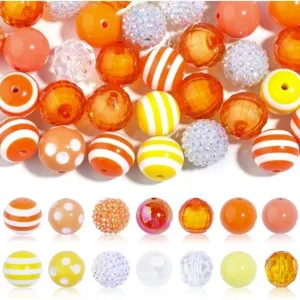 Mélange de grosses perles acryliques colorées de 20 mm pour bijoux et loisirs créatifs.