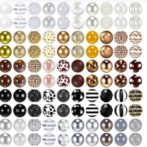 Acrylic Chunky Beads 20MM Mixed Color Loose Beads Bulk Assorted Pattern Beads For DIY Jewelry Making Crafts