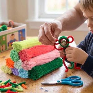 Colorful pipe cleaners set for kids DIY craft and creative handmade art projects detailed view.