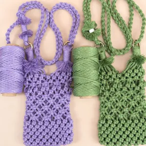 Ensemble de pochette de téléphone tissée à la main avec bobines de cordon assorties