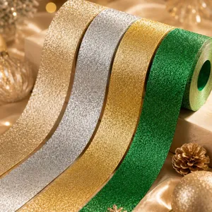 Glitter Ribbon Christmas DIY Craft Tape Sparkly Gift Box Wrapping Holiday Party Decor 1-4cm
