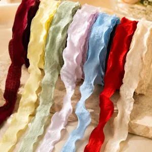 Lotus Leaf Pleated Ribbon Large Roll Bubble Pleated Trim Ribbon For DIY Bows Gift Wrapping And Party Decoration Craft