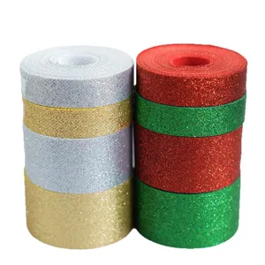 Glitter ribbon for Christmas gift box wrapping, 1-4cm sparkly DIY decorative ribbon rolls.