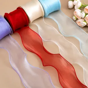 Wide Fishtail Yarn Ribbon Transparent Organza Ribbon For Flower Bouquet Gift Box Packaging DIY Bowknot Craft