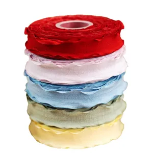 2.5cm pleated ruffle ribbon roll, bubble trim webbing for DIY bow gift wrapping and decor
