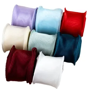 Colorful sheer ribbon rolls for gift wrapping, flower bouquet packaging and DIY hair bows.