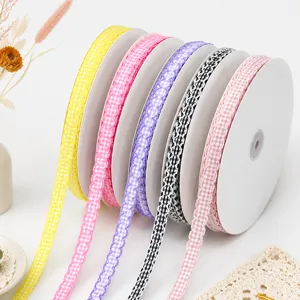 Cinta a cuadros borde ondulado 1cm para envolver regalos DIY accesorios de pelo