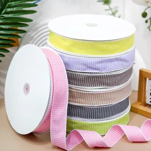 4cm houndstooth lint rol met rand, kleurrijke DIY cadeauverpakking en naaitechniek decoratie.