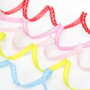 Cinta de cuadro vichy de colores, borde ondulado 1cm cinta de costura DIY para regalo