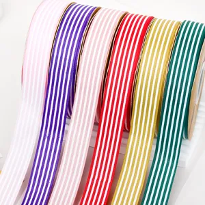 2.5cm striped grosgrain ribbon detail, colorful fabric trim for DIY bows and hair accessories craft.