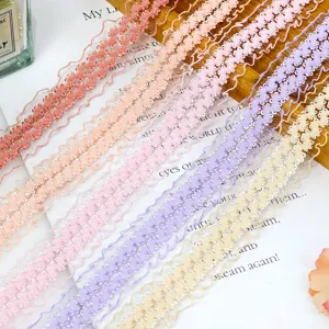 2.5cm Colorful Elastic Organza Lace Trim Ruffled Ribbon DIY Sewing Craft Garment Accessory