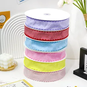 Bunte 4cm Karierte Bänder mit Bogenkante für DIY Handwerk Geschenkverpackung Dekoration.