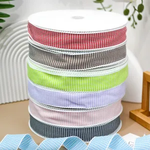 4cm houndstooth lint voor cadeauverpakking, bloemenbinding en doe-het-zelf ambachtelijke decoratie.