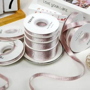 Double sided flash velvet ribbon pink glossy satin ribbon DIY bow hair accessories material