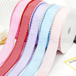 4cm Karoband mit Bogenkante für DIY Nähen, Geschenke verpacken und Kleiderzubehör.