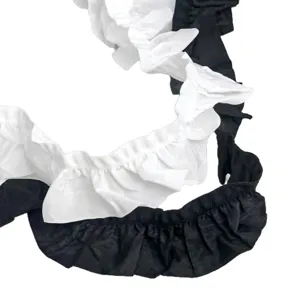 Black and white pleated ruffle ribbon trim for garment accessories and DIY crafts main view