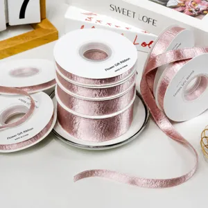 Double Sided Glitter Velvet Ribbon Korean Pink Glossy Satin Ribbon For DIY Bow Hair Accessories And Garment Craft Supplies