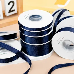 Double Sided Shimmering Velvet Ribbon Navy Blue Glossy Satin Ribbon For DIY Bow Hair Accessories And Gift Wrapping Craft