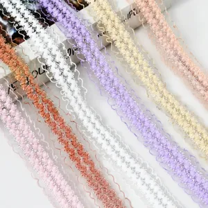Polyester Organza Wavy Ribbon Elastic Ruffle Trim for DIY Sewing Gift Wrapping Craft Wedding Decoration