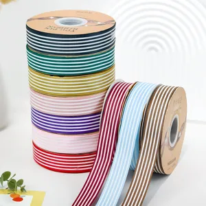 2.5cm striped grosgrain ribbon rolls for DIY hair bows and handmade craft accessories