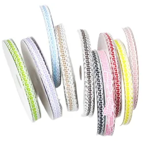 1cm plaid ruffle ribbon lace trim for DIY crafts gift wrapping floral packaging