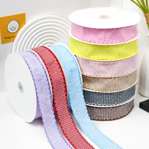 Gebogene Knospe Karo Band Kante Handgemachte DIY Band Gurtband Kleidung Zubehör Für Blume Geschenk Backen Verpackung