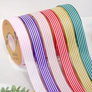 2.5cm striped grosgrain ribbon rolls for DIY hair bows, crafts, gift wrapping and accessories.