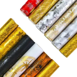 Metallic foil wrapping paper rolls for Christmas, Halloween, DIY craft, and home decor.
