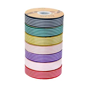 2.5cm striped grosgrain ribbon rolls multi-color DIY hair bow making craft supplies