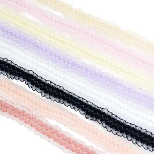 2.5cm colorful ruffled organza elastic lace trim wavy ribbon for DIY sewing crafts