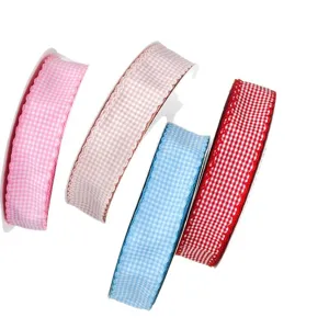 4cm Karoband mit welligem Rand für DIY Basteln, Geschenke Verpackung und Kleidung Zubehör.